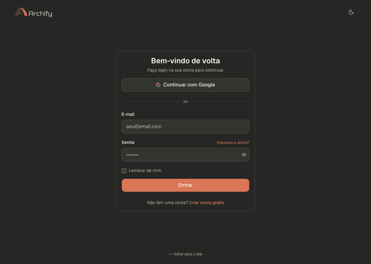 Tela de login