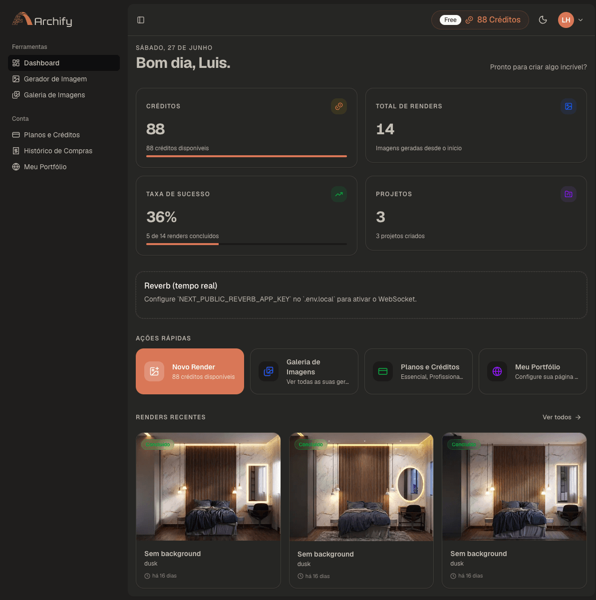 Dashboard do Archify