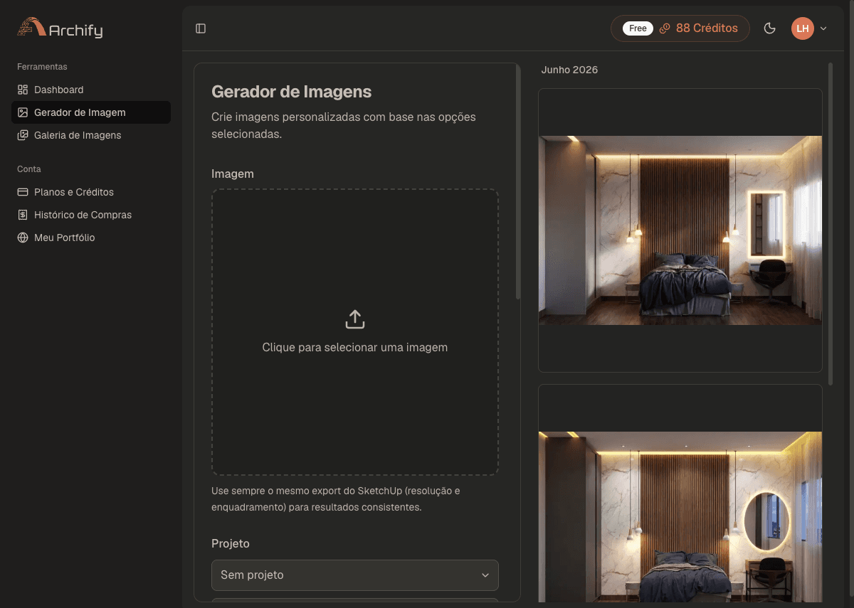 Gerador de imagens — envio da imagem